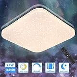 [page_title]-LED Deckenleuchte Dimmbar 24W, Oeegoo 1680Lm Sternenhimmel Deckenlampe, Dimmbar Sternenlicht Mit Fernbedinung Schlafzimmerlampe, Kinderzimmerlampe, Wohnzimmerlampe, 3000K-6500K