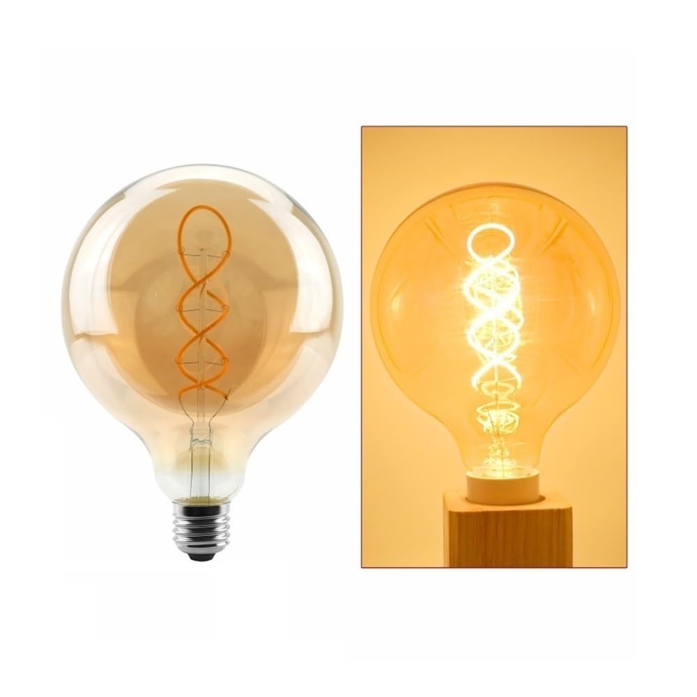HHF Iluminación del hogar, Paquete de 5, bombilla Edison Retro E27 AC220V 4W bombilla de filamento LED en espiral suave G80 G95 G125 lámpara Vintage(E27 G125)