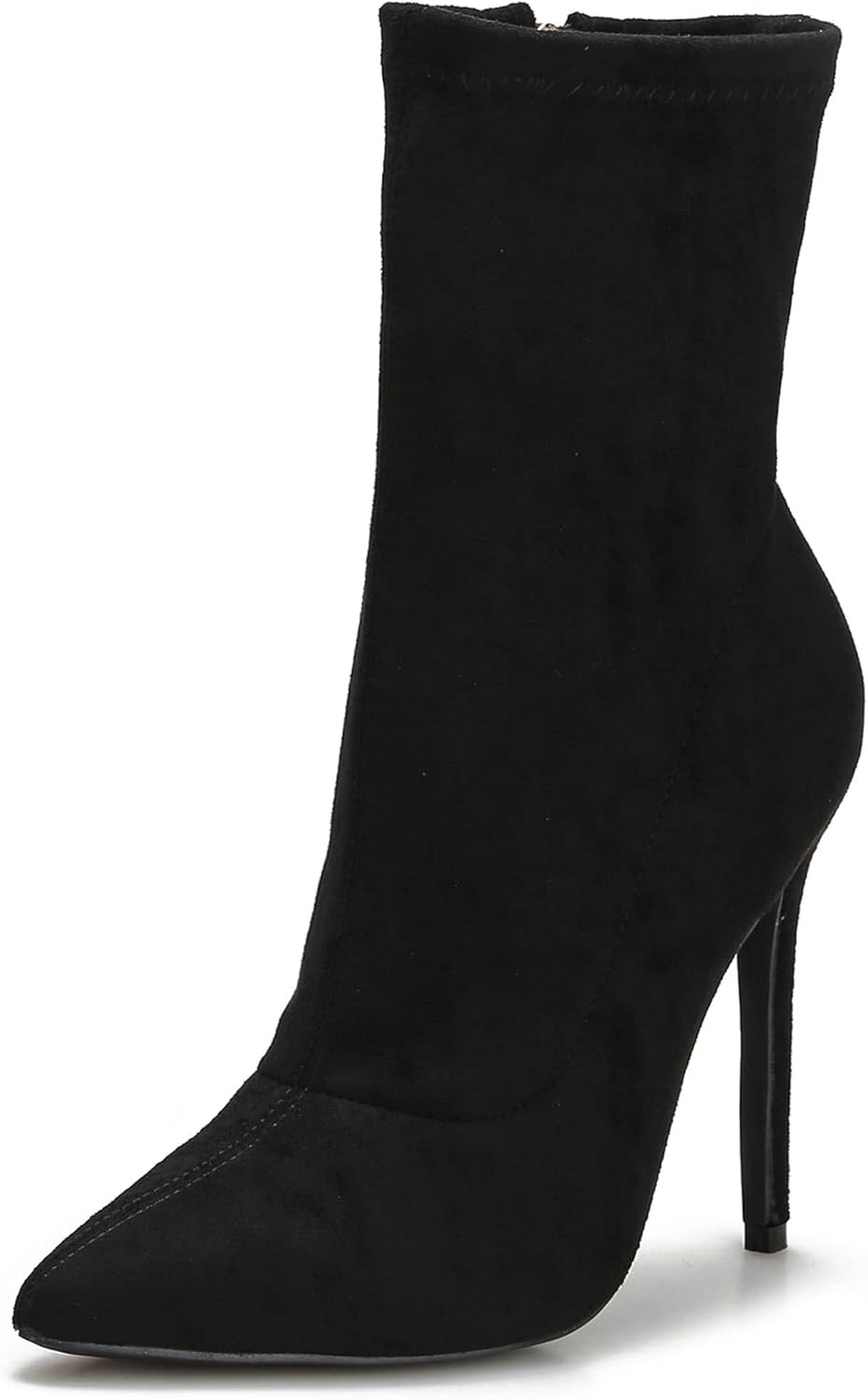 CAMSSOO Women's Ankle Boots Stiletto High Heels Boots Sexy Pointed Toe Side Zipper Sock Boots Comfy Mid Calf Booties