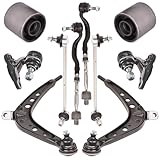 AUTOACER Complete Front Suspension Kit 10 Pieces - Control Arms with Inner Outer & Ball Joints, Front Stabilizer Links, Tie Rods & Control Arm Bushings for E46 325xi 330xi 2001 2002 2003 2004 2005