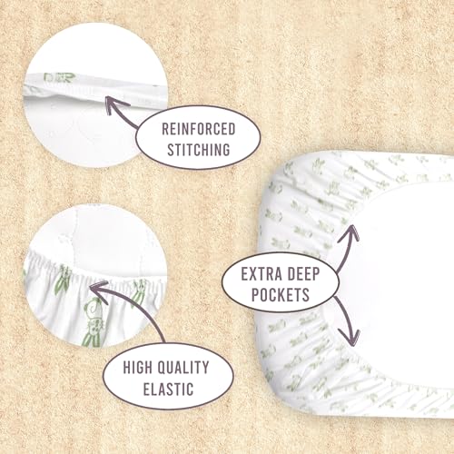 Image of Bassinet Sheets Girl- 3-Pack Soft Fitted Bassinet Sheets, Organic Cotton, Breathable & Cozy, Fits 32x16x4 Inch Rectangle, Oval & Hourglass Mattresses