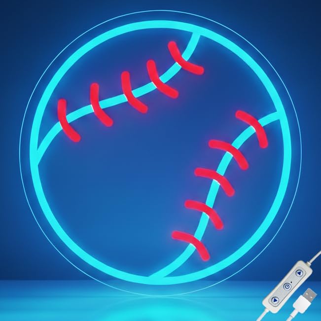 Tokeneon Baseball Neon Signs for Wall Decor Sport Led Neon Light Sign for Room Bedroom Man Cave Shop Decor Unique Gifts for Kids Men & Boys 8-12 College Dorm Baseball Fans Accessories