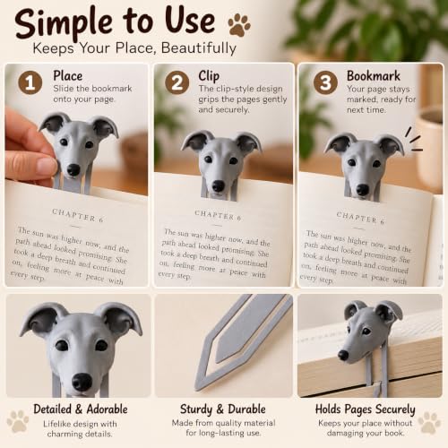 Image of 5 Pack Cute Dog Bookmarks Set, Durable Clip Style Page Markers