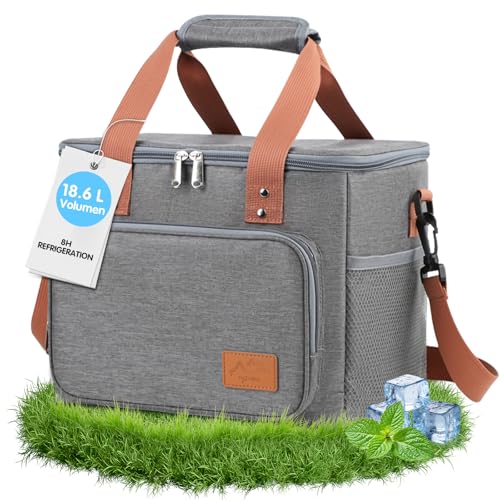 GRIRDDIV Bolsa Termica Porta Alimentos 18.6L(35 Latas), Bolsa Comida Trabajo, Lunch Bag para Lonchera, Bolsa Isotermica Porta Alimentos, Pequeña Bolsas Nevera Portatil para Playa, Viajes,Salidas