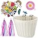 Boao Ensemble de Banderoles Panier de Vélo Enfants, Guidon de Vélo Enfants Panier en Osier avec Cloche et Autocollant Banderoles de Vélo Colorées, Kit d'Accessoires de Décoration de Vélo pour Filles