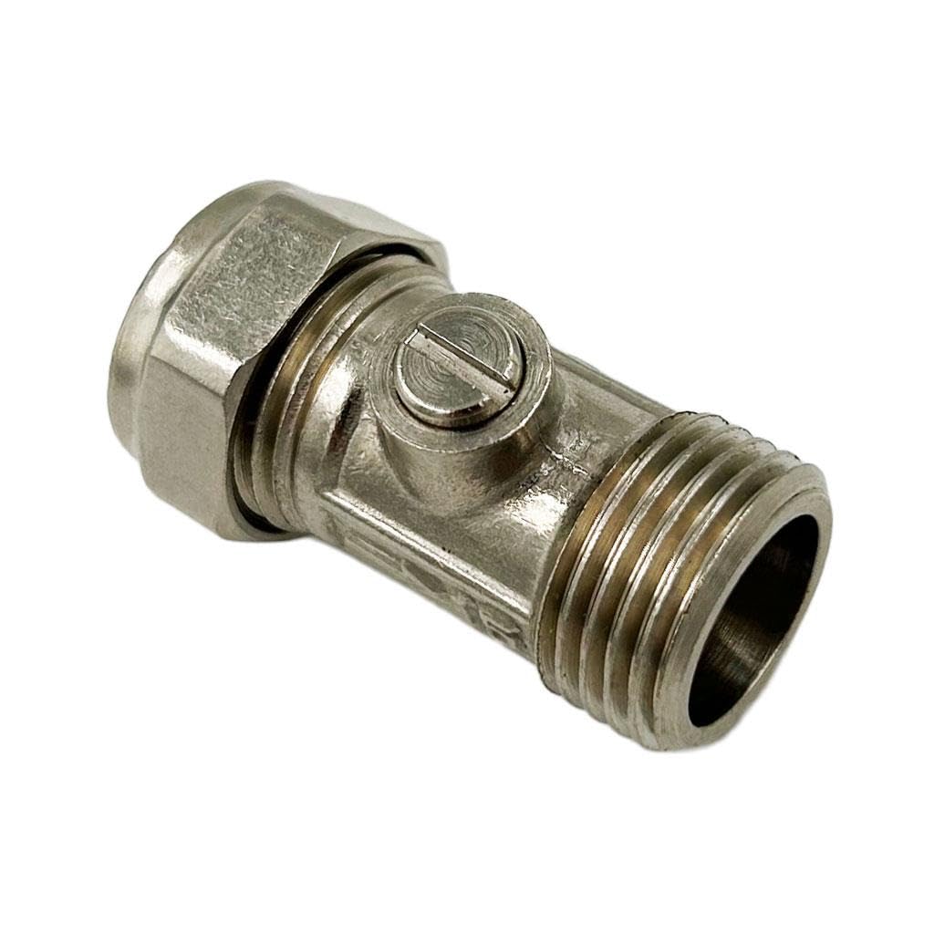 15mm x 1/2" Isolation Valve Flat-Faced Straight Compression x Male BSP