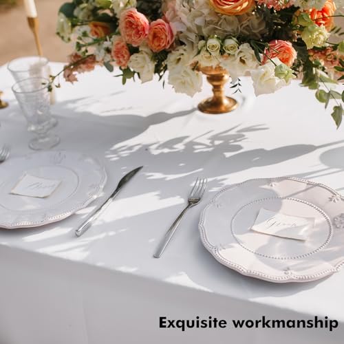 image for Fixwal White Tablecloth Rectangle 60 x 102 Inch, 2 Pack 6ft Polyester 