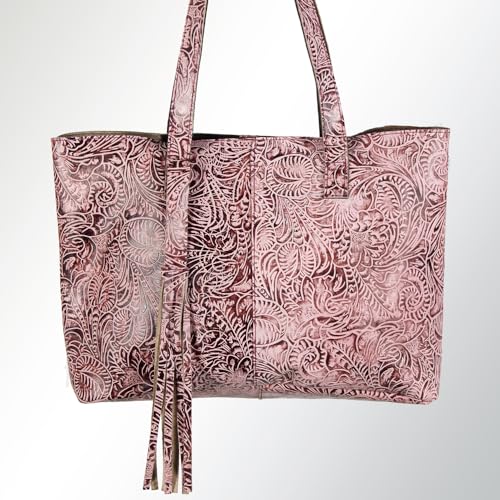 Bolso tipo tote para mujer de American Darling, de cuero genuino con estampado western y herramientado miniatura 2