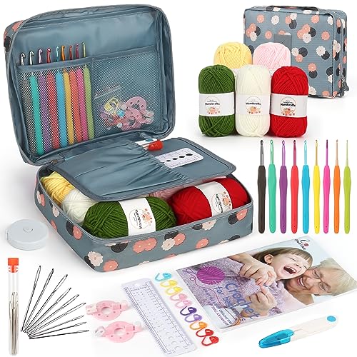 Aeelike Crochet Kits for Adults Crochet Kits for Beginners Children 40 PCS Crochet Kit with Yarn & Instructions