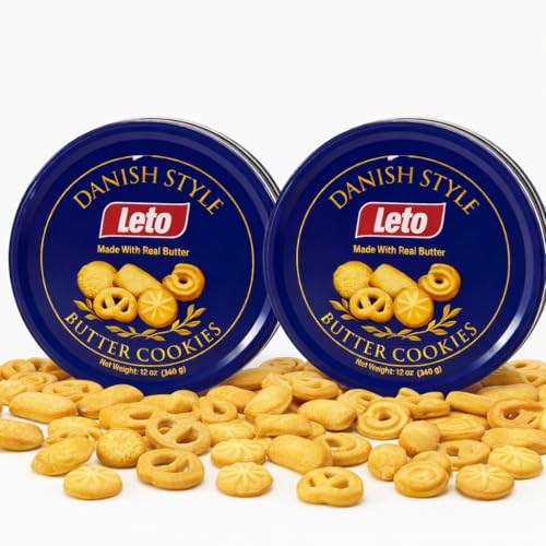 Image of Leto - set of 2 - Butter cookies - Biscuits - Made with Real Butter, Classic European Recipe Leto Danish Style Butter Cookies - 12 oz (340g)