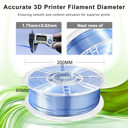 Image of iBOSS Dual Silk Metallic Blue Silver Shiny PLA+ Filament, 1KG 3D Printing Material with 1.75mm High Diameter Accuracy+ /-0.02mm, Neatly Wound Silk PLA Plus Widely Support for FDM 3D Printers