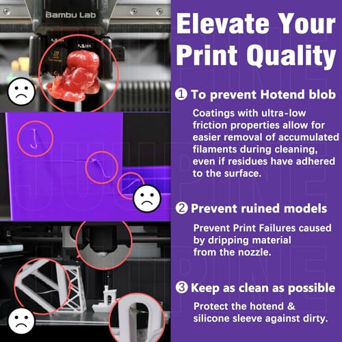 Upgraded Hotend kit for Bambu Lab P2S/H2D/H2S/A1/A1 mini (without silicone sleeve), nano-coated nozzles high-hardness high-temperature resistant, non-stick nozzles for Bambu 3D printer accessories