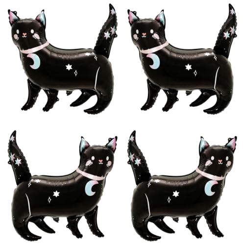 4 Pcs Black Cat Balloons, Pet Birtgday Party Decor