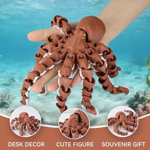 Yipintang Realistic Fully Articulated 3D Printed Octopus Figurine, 11.4 Inches, Flexible Tentacles, Durable Joint Design for Desk, Shelf & Home Decor — view 3