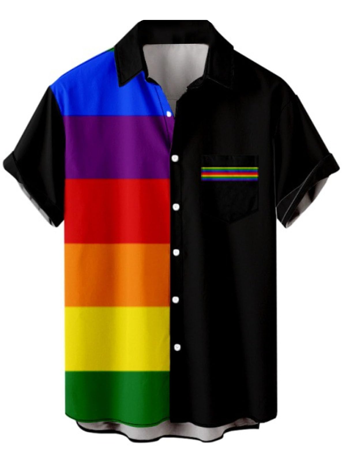 Yiqauma Men's B-Lgbtq Lgbt Button Down Shirt Gay Pride Shirts Rainbow Flag Lgbtq Ally Gift, Xl