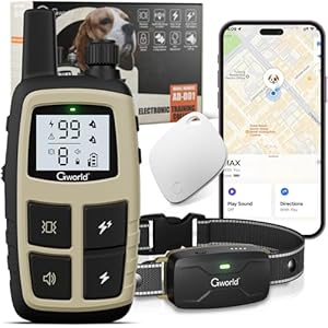 GWORLD i tag Dog Collar No Monthly Rent GPS trackers for Dogs (Only iOS) with Smart Tracker 2 in-1 Dog Training Collar with Remote Innovative IPX7 Waterproof, for All Breeds Sizes