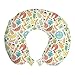 ABAKUHAUS Salmón Cojín de Viaje para Soporte de Cuello, Baby Food plátano sandía, Viajes Siestas Leer Mirar TV, 30x30 cm, Multicolor