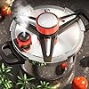   188-Stainless-Steel-Pressure-Cooker-10-QT-Save-70-Cooking-Time-Olla-De-Presion-with-Food-Grade-Body-One-Hand-Operation-Rotating-LockUnlocking-Lid-System-Steam-Rack-Included