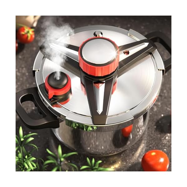   188-Stainless-Steel-Pressure-Cooker-10-QT-Save-70-Cooking-Time-Olla-De-Presion-with-Food-Grade-Body-One-Hand-Operation-Rotating-LockUnlocking-Lid-System-Steam-Rack-Included