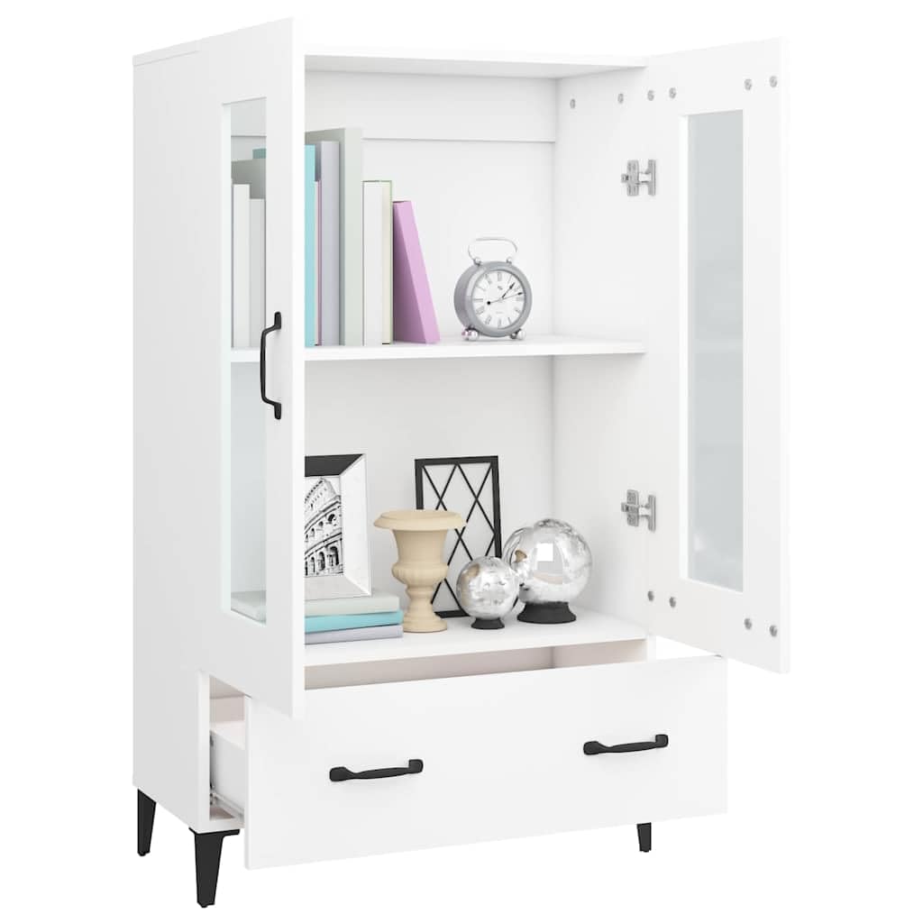 Armadietto alto, bianco, 70 x 31 x 115 cm, in legno, con anta in