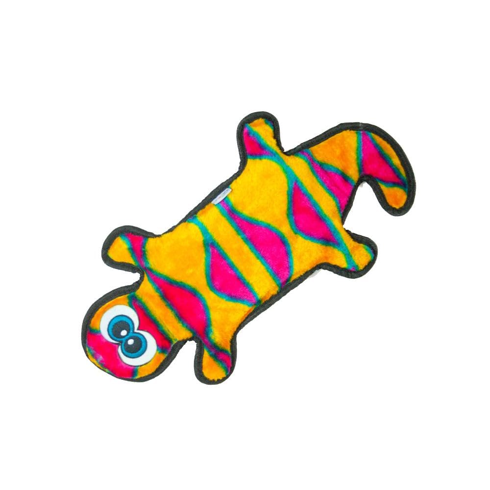 Outward Hound Durablez Large Gecko Stuffing-Free Squeaky Plush Dog Toy for Puppies & Dogs - Interactive, Soft Yet Tough, No Mess, Jumbo Squeaker, Long-Lasting Play, 17.5 inch, Orange