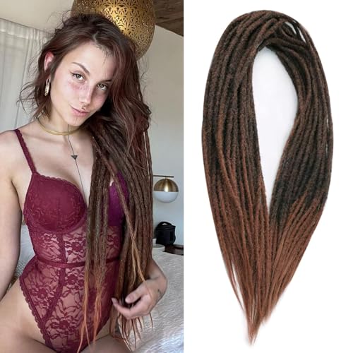 FANWYFYU Straight Double Ended Dreadlock Extensions, 24 Inch DE Dreads Full Set Synthetic Hippie Style Dreads 10 Strands Handmade Braid In Dreadlock Extensions (straight, 1B/30)