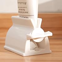 Vista 3 de Juego de 2 exprimidores de rodillos para pasta de dientes, soporte para pasta de dientes, organizador de baño (blanco) (paquete de 2)