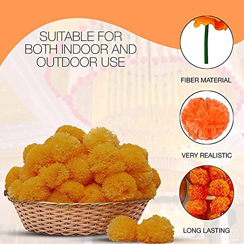 Krati Exports - 4.5 Feet Marigold Garland |Indian/American Wedding Party Mantle Decoration, Faux Garlands Wedding Garland, Diwali Decoration, Spring Bush Floral! (Mango Yellow, 5) #TOP5