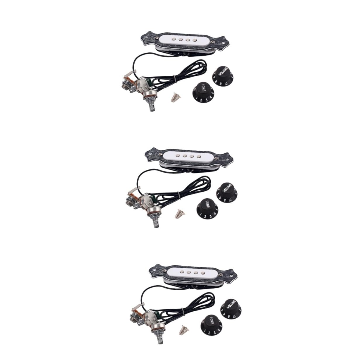 3pezzi Pickup Elettrico Per Chitarra Acustica Corde Con Controllo Di Volume e Tono Design Pre-cablato Compatibile Con Chitarre Folk e Elettriche Nero
