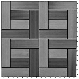 ZHOUMIN Tegels voor plafond, 22 stuks 30 x 30 cm, 2 m², van WPC grijs, tegels voor plafond, tuintegels van PC, tegels voor buiten, tegels