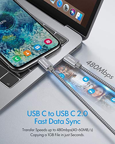 Image of CLEEFUN USB C to USB C Cable 6ft, 5-Pack C to C Cable Fast Charging 60W | Type C Charger for iPhone 17 16 15 Pro Max /Plus, Samsung Galaxy S26 S25 S24 Ultra, iPad /MacBook USBC to USBC Cord