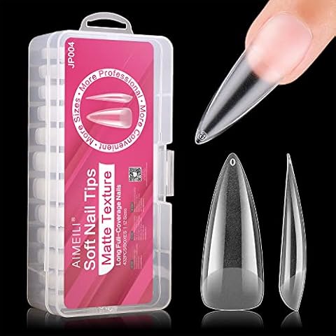 AIMEILI 432 Stück Fake Nails Transparent 12 Größen Künstliche Nägel Zum Aufkleben Acryl UV Gel Nagelspitzen Nail Art Falsche Nägel Cover