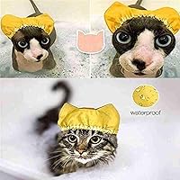 Vista 5 de Gorros de ducha para gatos, gorro de ducha y baño para mascotas, accesorios de baño para mascotas que evitan el agua en las orejas de gato, gorro
