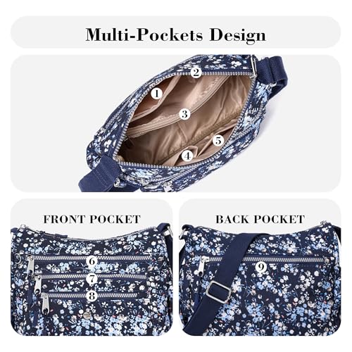 Image of AOCINA Nylon Crossbody Bags for Women Multi Pocket Cross Body Purses