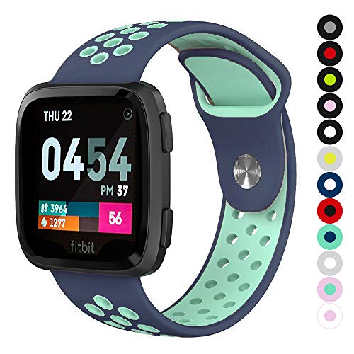 Compatible for Fitbit Versa | Soft Silicone Replacement Sport Band for New Fitbit Versa Smart Watch (Blue/Teal, Small)