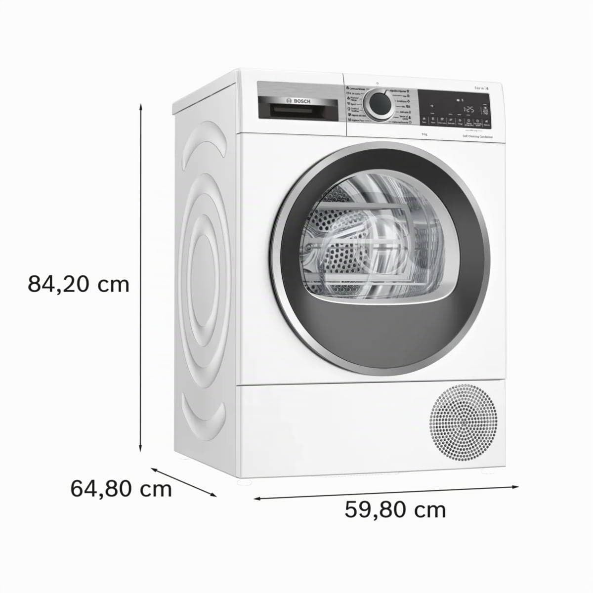 Bosch – Asciugatrice con pompa di calore, serie 6, 9 kg, AutoDry, mezza carica, asciugatura rapida, bianca, WQG245D1ES