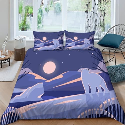Housse de couette ours polaire pour adultes et enfants parure de lit 3 pièces - 2
