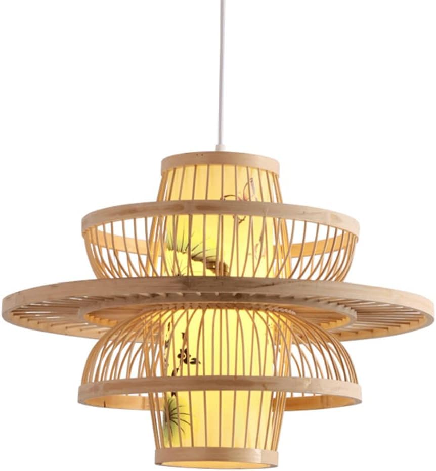 Plafonnier suspendu fait main en rotin style chinois E27