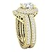 Dazzlingrock Collection Round White Cubic Zirconia CZ Halo Wedding Bridal Fashion 2 Piece Engagement Ring Set, 18K Solid Yellow Gold, Size 8