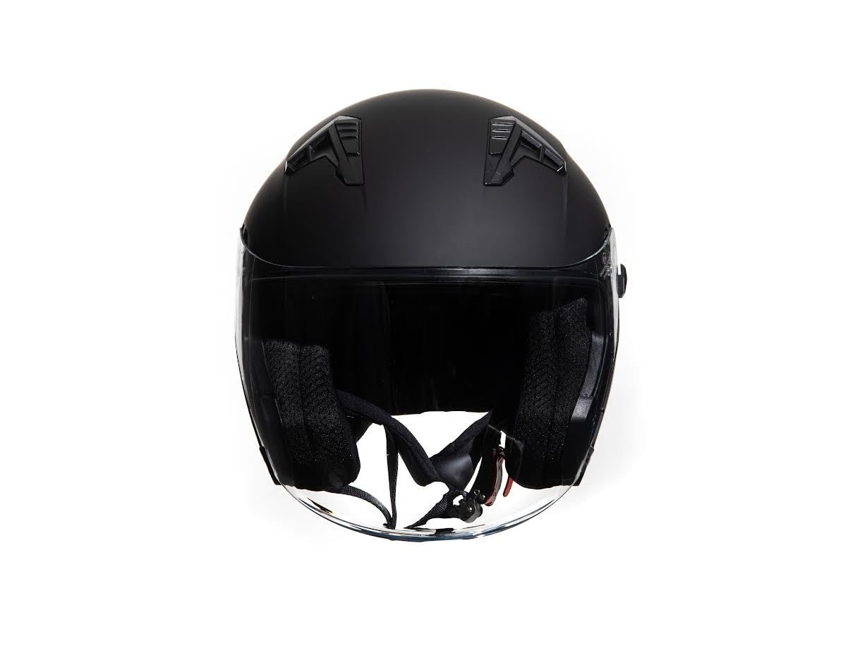 Casco Moto e Scooter Demi Jet OMOLOGATO ECE 22-06 DOPPIA VISIERA NERO OPACO