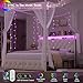 HIFIT Queen Size Upholstered LED Canopy Bed Frame with Storage and Charging Station, Button Tufted Storage Headboard with Bookshelf, Two-Use Metal Platform Bed with 4 Removable Post & 2 Drawers, Biege