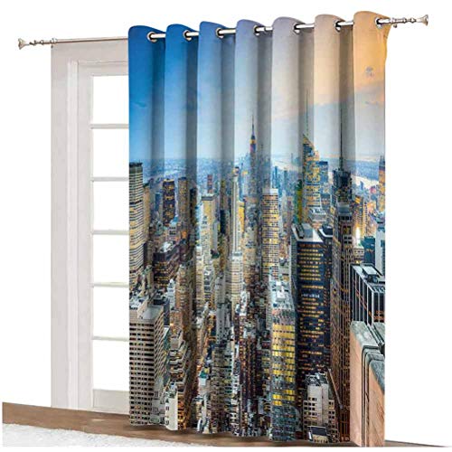Cortina de puerta corredera americana con rascacielos Manhattan Urban Architecture Panorama con...