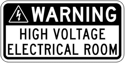 Warning High Voltage Electrical Room Sign - 12x6 (Black) - Non-Reflective | Rust Free Aluminum