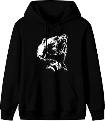 Crewneck Sweatshirt,bear,Drawstring Crewneck Hoodie Versatile Sweatshirt