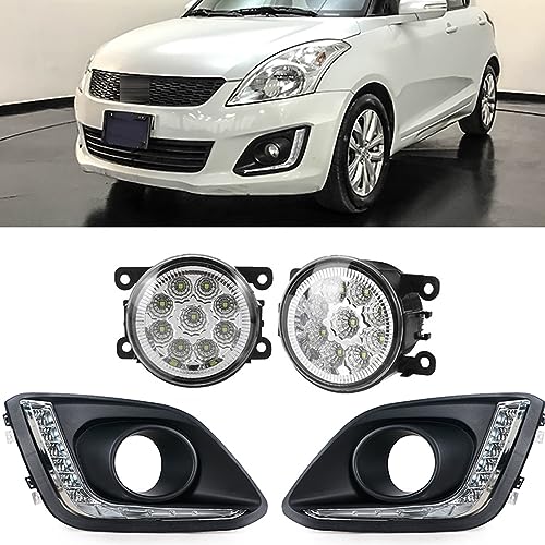 ZONTO Car LED White Front Bumper DRL Daytime Driving Running Lamp Fog Light Foglight Foglamp for Suzuki Swift 2014 2015 2016