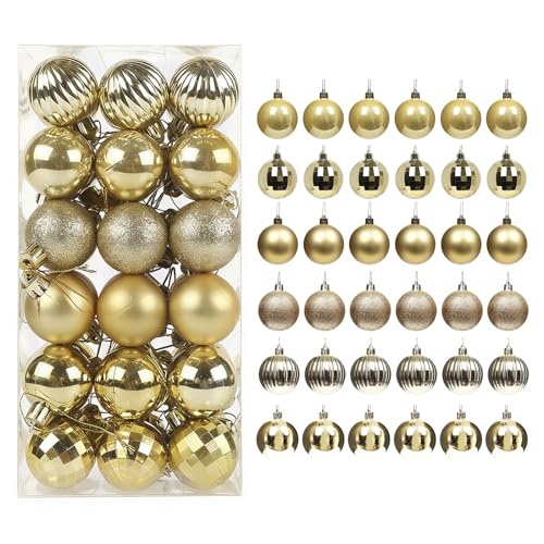 36Pcs Mini Size Baubles 40mm Christmas Ball Ornaments(Golden)