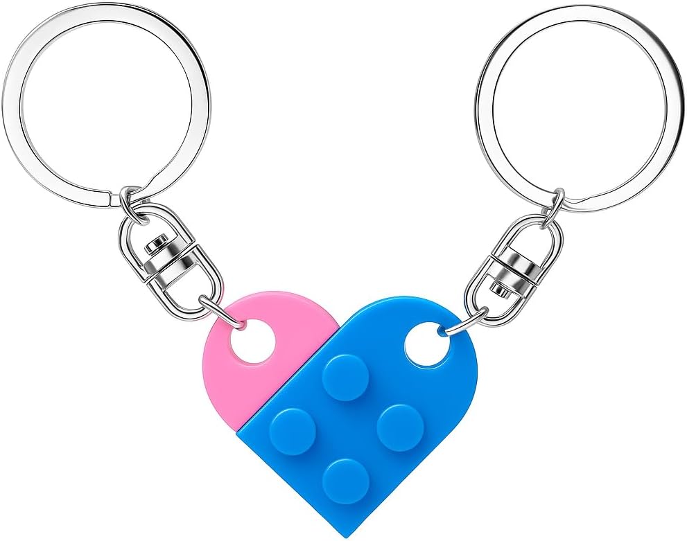 MPK Brick Matching Couple Heart Keychain, Gifts for Him Her Boyfriend Girlfriend Christmas, Wedding Anniversary Birthday Gift