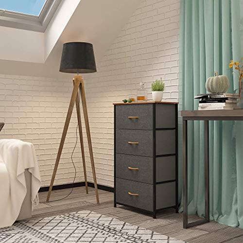 YITAHOME Cassettiera in Tessuto 4 Cassetti Grigio Scuro per Soggiorno Camera da Letto Camere Bambini con Comparto
