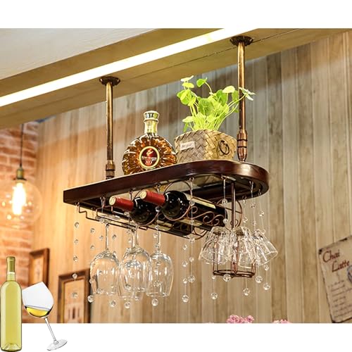 Étagère de bar à vin murale pour cuisine et salon, meuble suspendu au style rustique