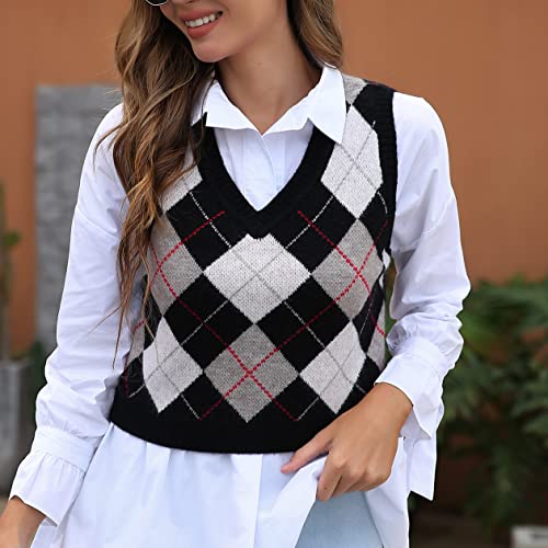 Women's Fashion Cropped Sweater Vest College Style Sleeveless Vest3